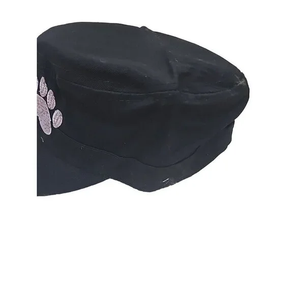 Bling Purple Paw Black Hat Military Cap Cotton NWOT Women's Adjustable - Picture 3 of 10